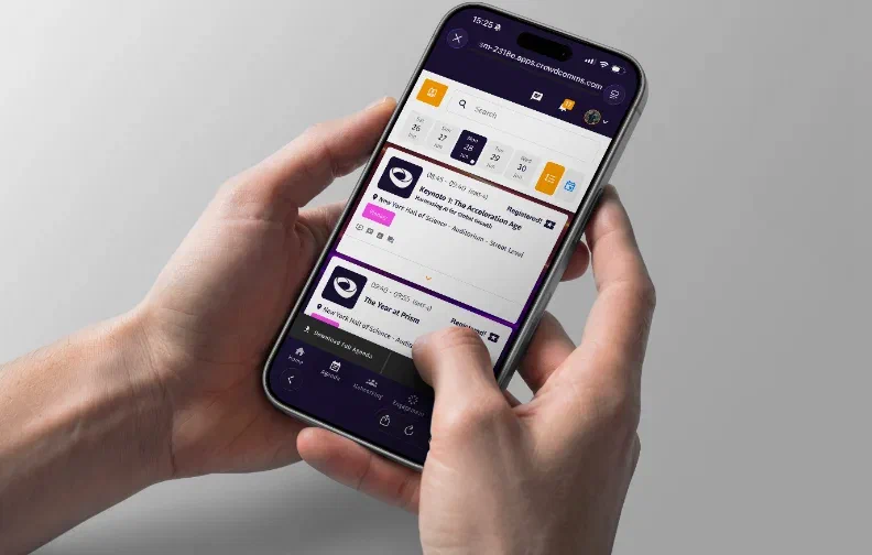 A personalised agenda and reminders on a phone before the event