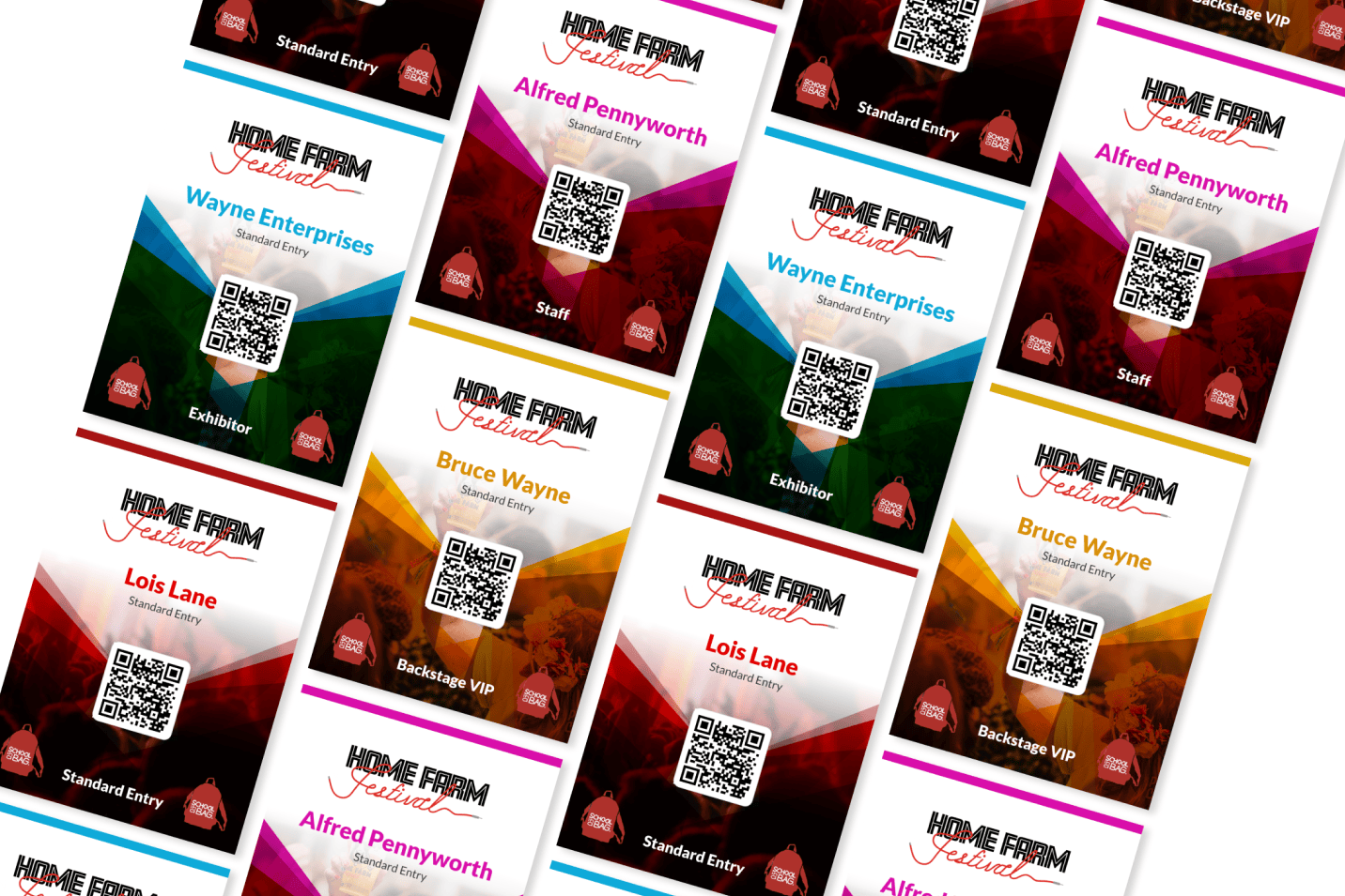 Colour-coded, access-aware event badges