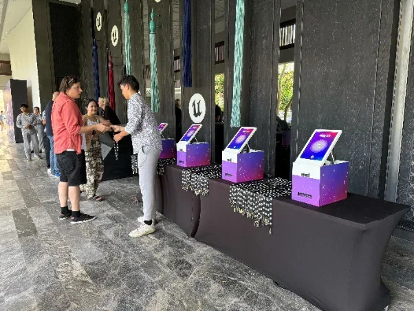 Branded badges and on-site check-in