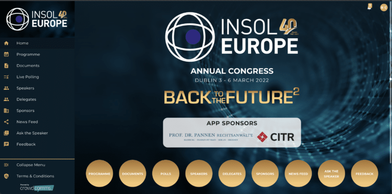 INSOL Europe 2022 Powered by the CrowdComms Event App, insol conference