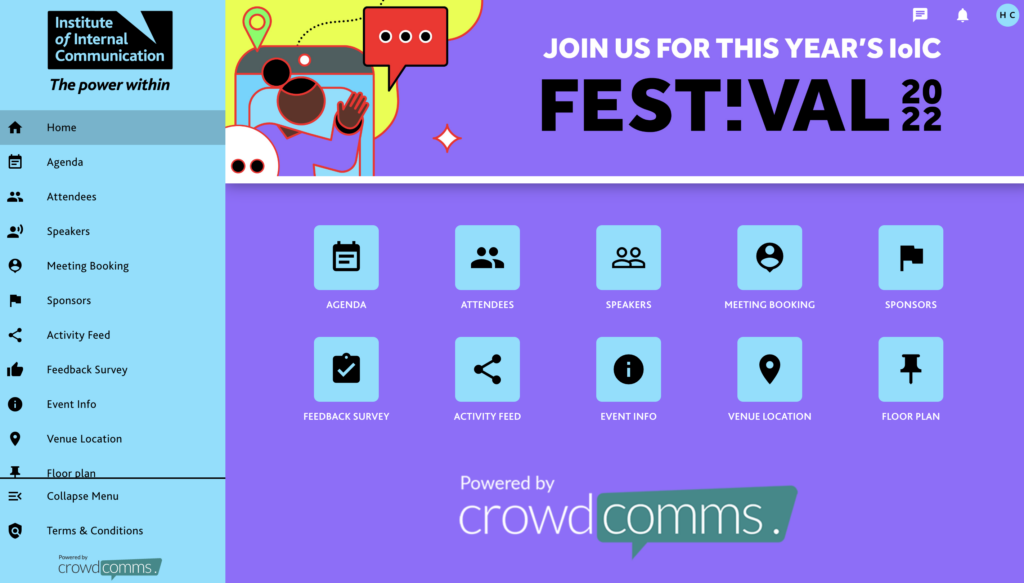 IoIC Festival Supported by the CrowdComms in-person event app, ioic festival