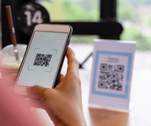 Event attendee scans lead generation QR code