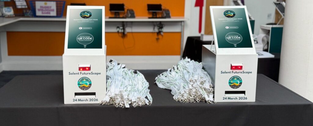 Solent Futurescape Case Study, CrowdComms Case Study, Strategic Tech Partner, Event Tech, Event Profs Event Tech Solutions, Kiosks and badge printing